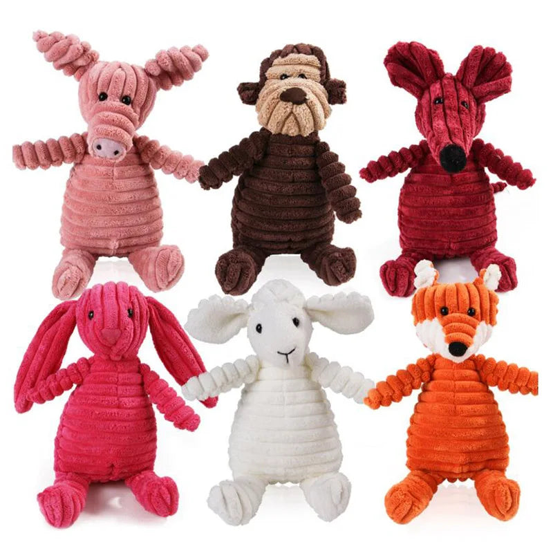 Plush Dog Toy Animals Shape Bite Resistant Squeaky Toys