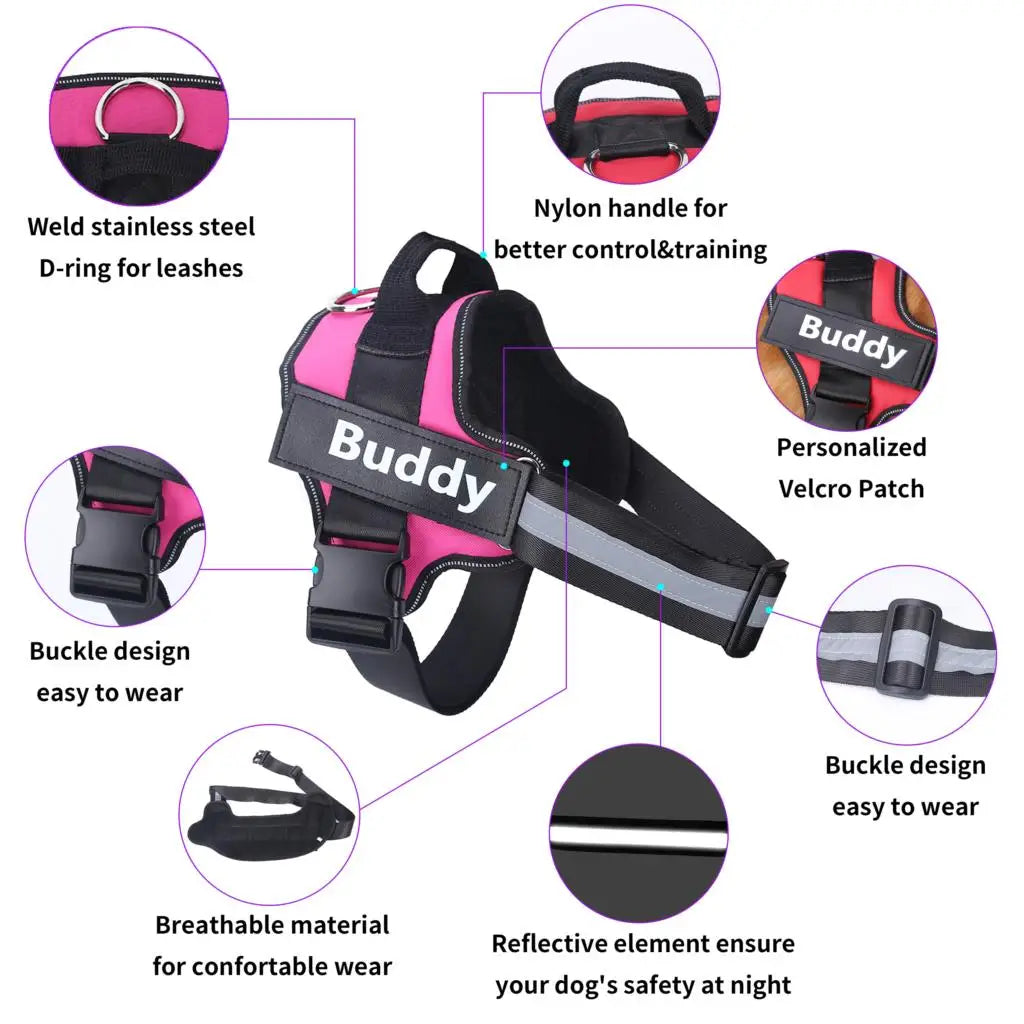 Personalized Dog Harness NO PULL Reflective Breathable.