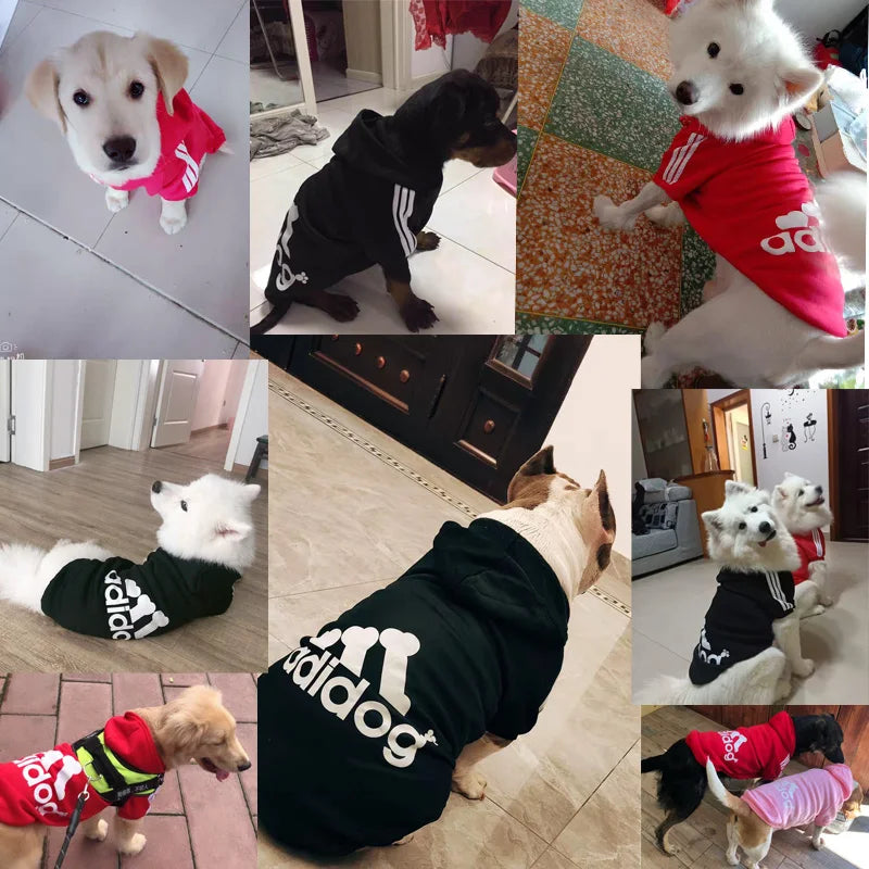 Hooded Adidog Pet Dog Clothes for Small Medium Big Large Dogs