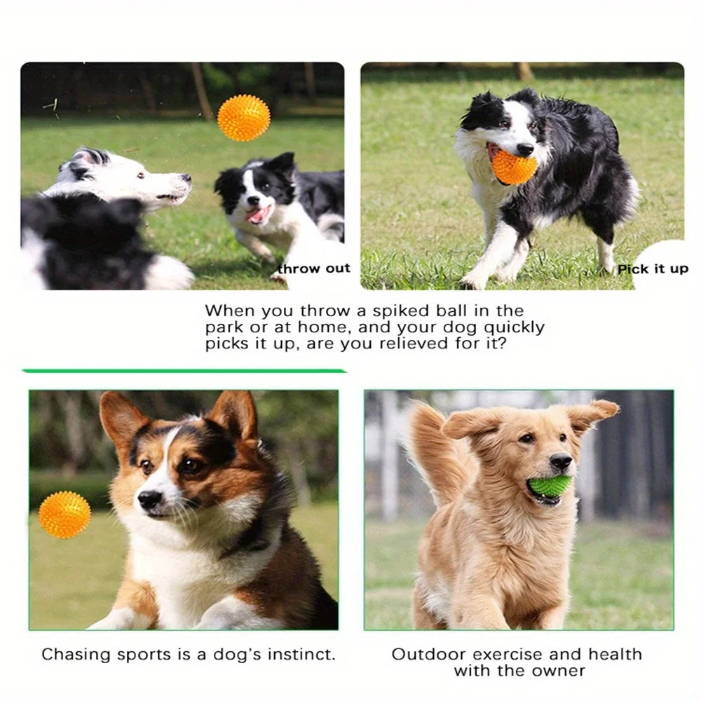 6pcs Dog Toy Balls, BPA Free Non-Toxic Plastic, Durable Spikey
