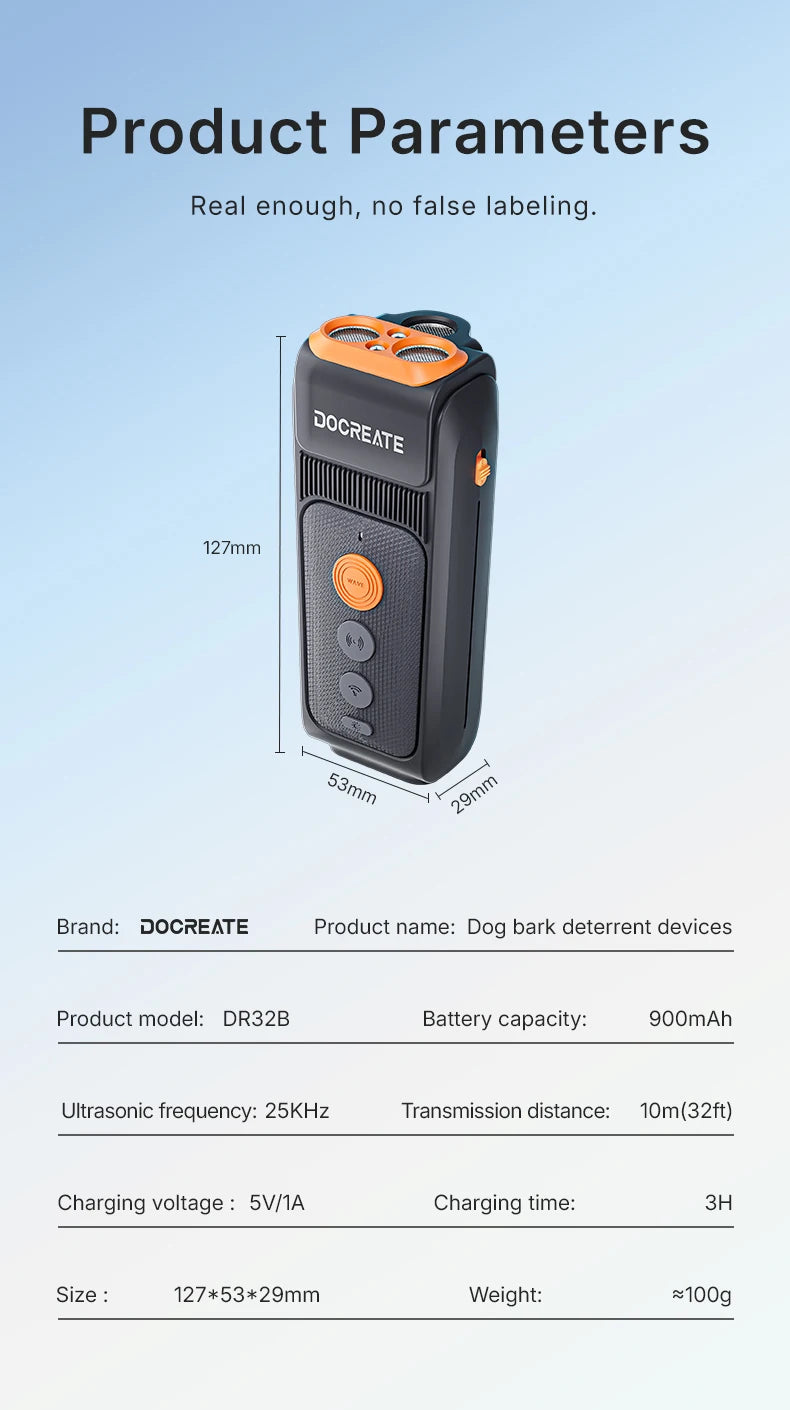 3-in-1 Dog Repellent Ultrasonic Anti-Bark Trainer with LED Flashlight.