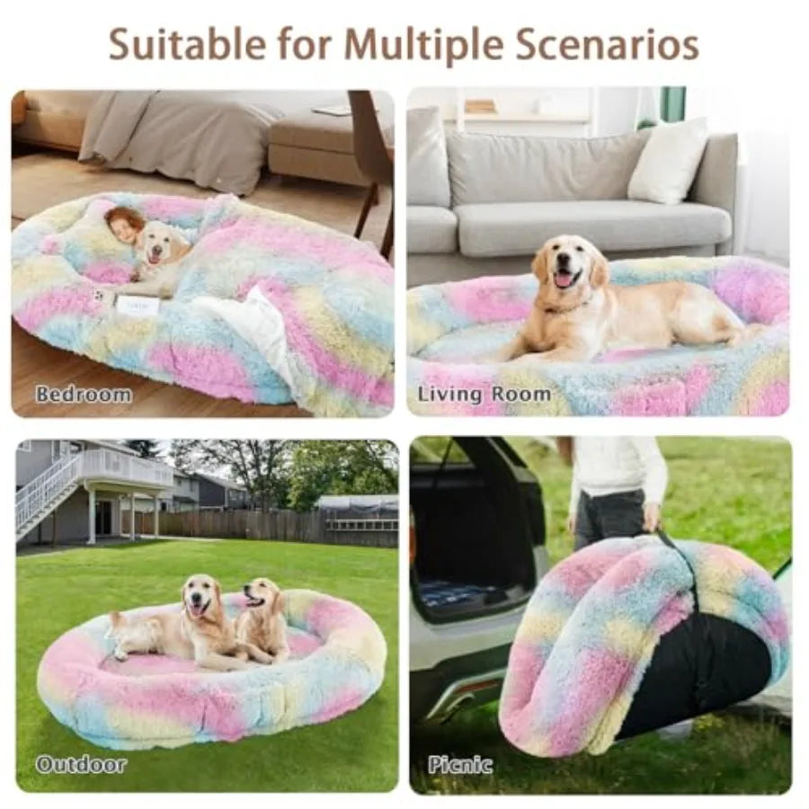 Human Dog Bed  Fits Adult and Pet Washable Giant People Bed  Thick Memory Foam