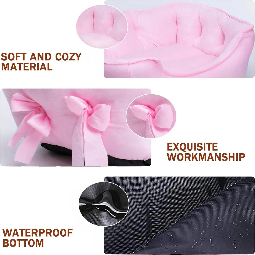 Princess Dog Bed Pink Puppy Couch for Small Dogs Breathable