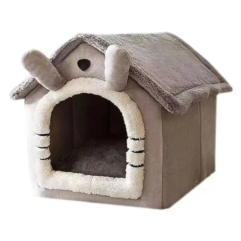 All Season Dog House Style Bed - Removable Washable Pet Bed for Small Dogs