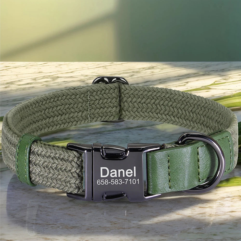 Personalized Nylon Dog Collar Adjustable Dog Collars Custom Pet Name