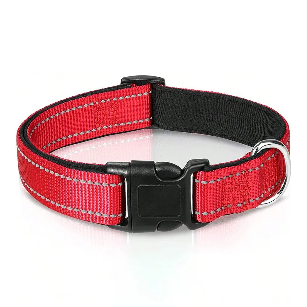 Reflective Dog Collar Soft Padded Breathable Safety Stripes
