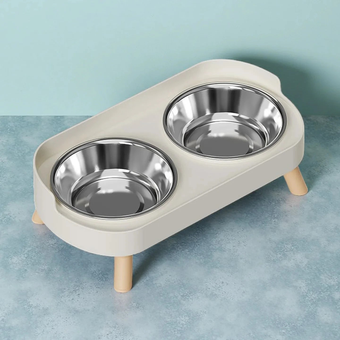 Dopamine Colorful Elevated Pet Feeder: Dual Stainless Steel Bowls