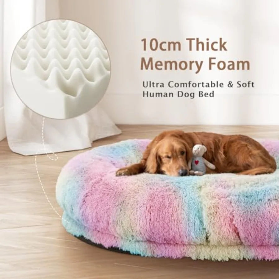 Human Dog Bed  Fits Adult and Pet Washable Giant People Bed  Thick Memory Foam
