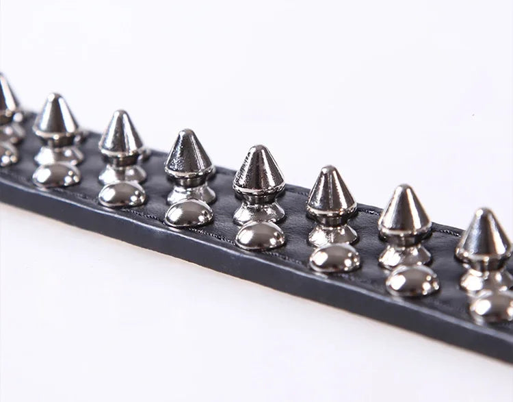 Leather Pet Dog Collar Neck Strap Leather Punk Rivet Spiked Dog Collar