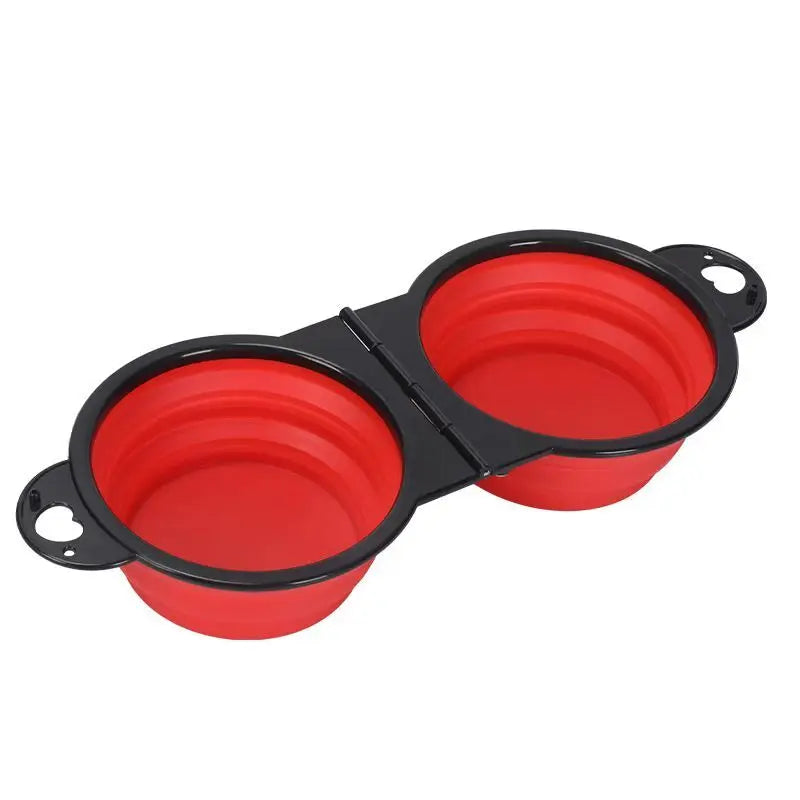 2 in 1 Collapsible Dog Travel Bowl Double Bowls Folding