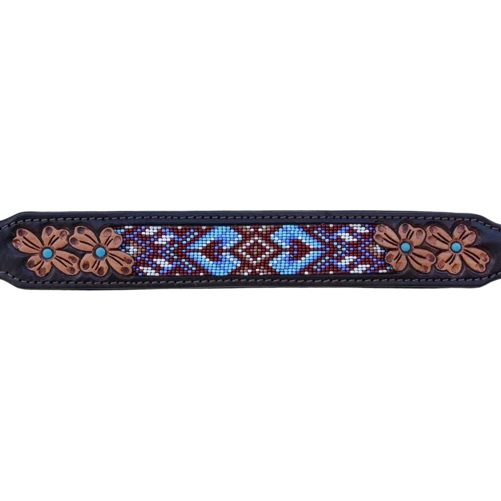 Heavy-Duty Adjustable Leather Dog Collar - Large Size Western Style,