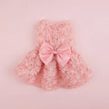 Princess Dress Embroidered Flower Pet Pink Bowknot Princess
