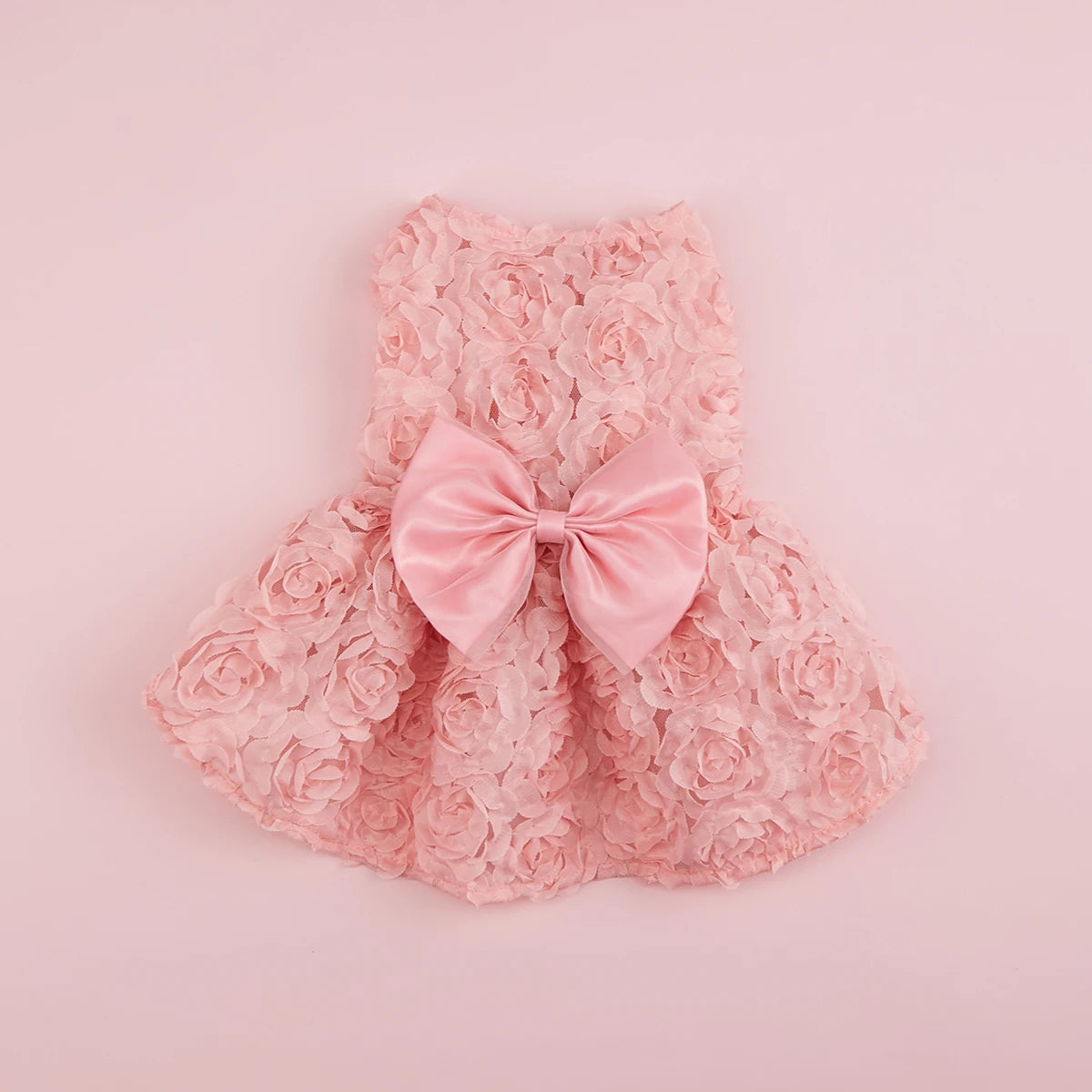 Princess Dress Embroidered Flower Pet Pink Bowknot Princess