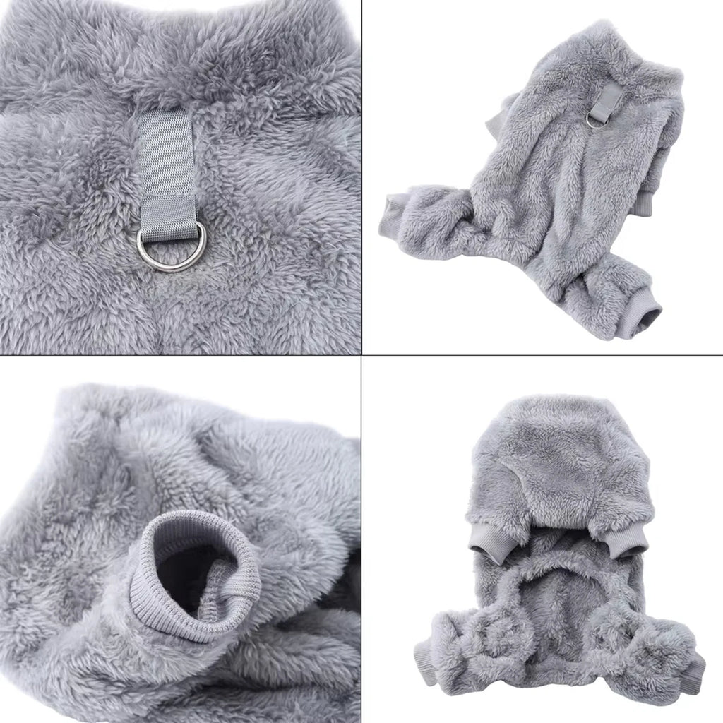 Winter Warm Pet Clothes Soft Flannel Dog Jumpsuit for Small Medium Dogs