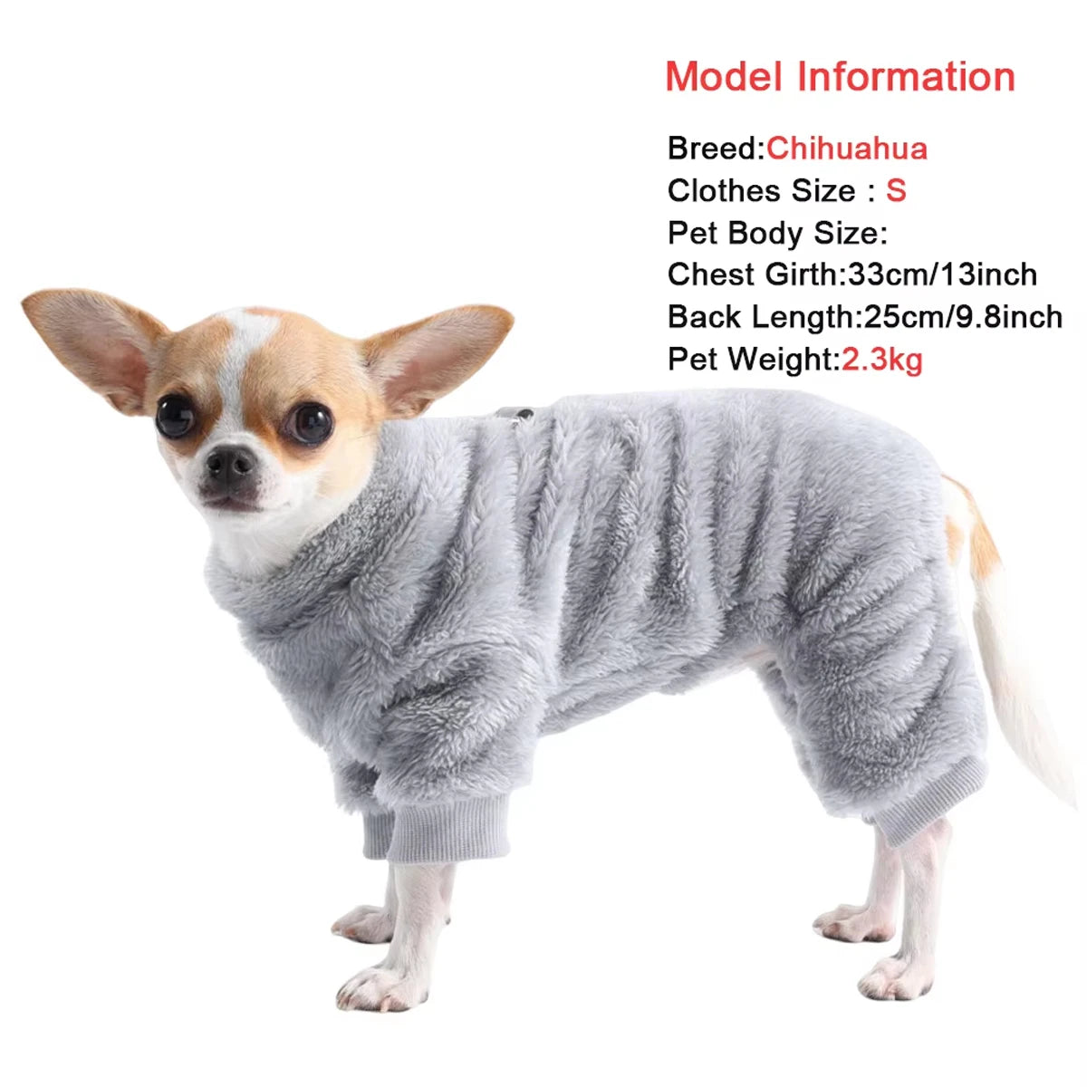 Winter Warm Pet Clothes Soft Flannel Dog Jumpsuit for Small Medium Dogs