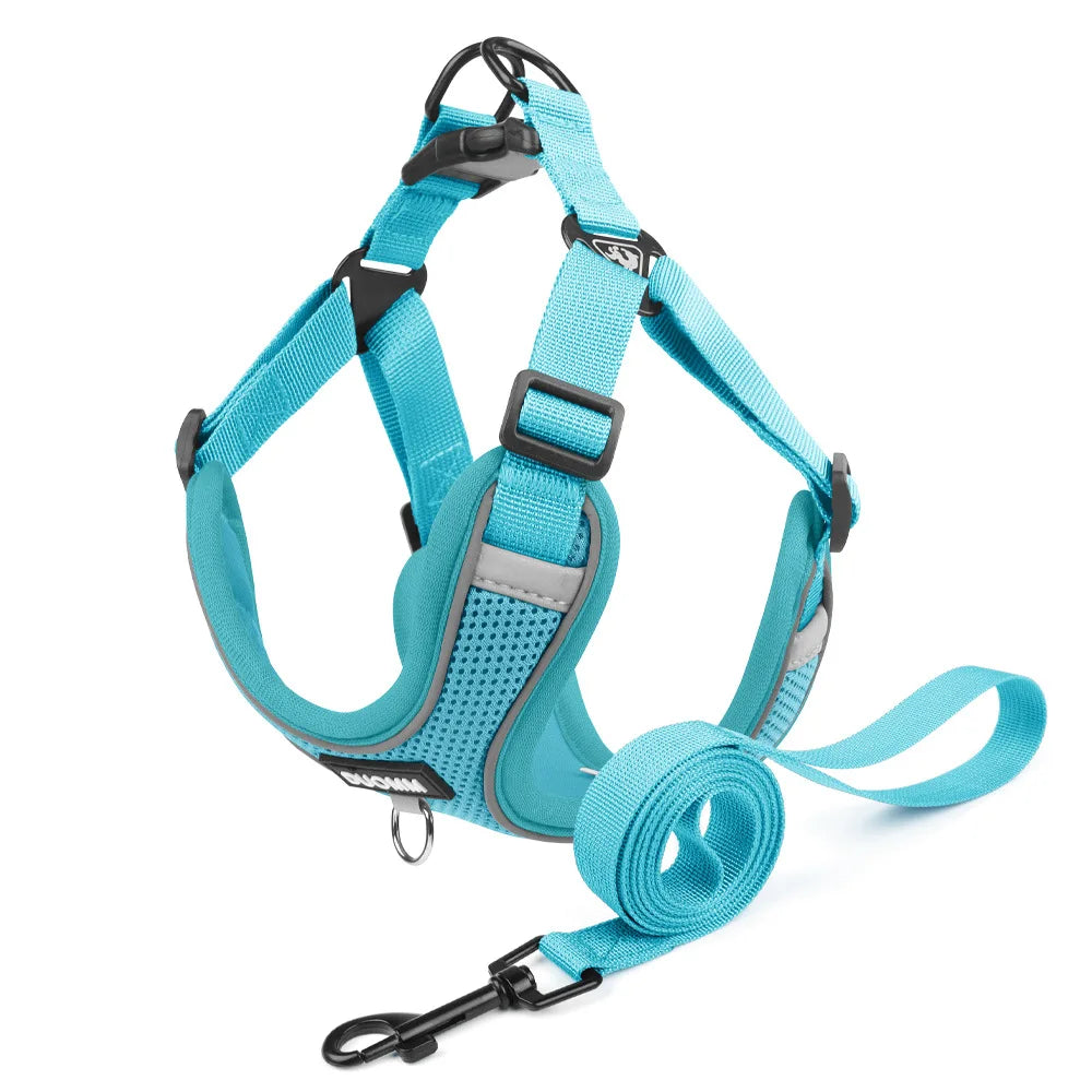 Classic Soft Dog Harness and Leash Set, Breathable Mesh Comfort Vest.  Reflective Dog Harness