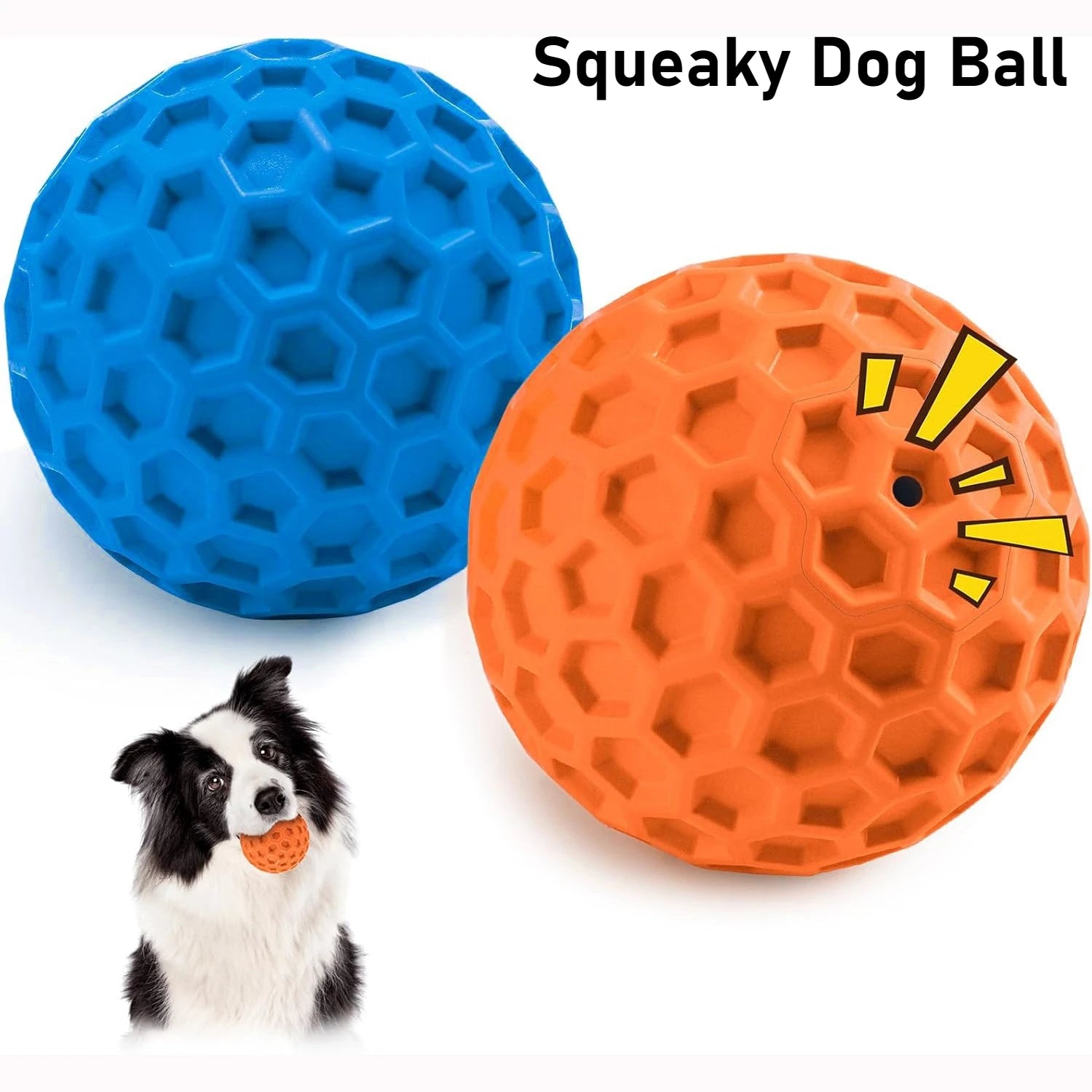 2pcs Indestructible Squeaky Dog Toys, Interactive Dog Balls