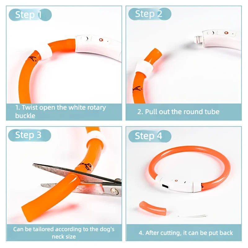 New LED Dog Collar Rechargeable，3 Mode Adjustable Glowing Dog Collar