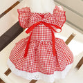 Summer Pet Dress Floral Pattern Plaid Skirts