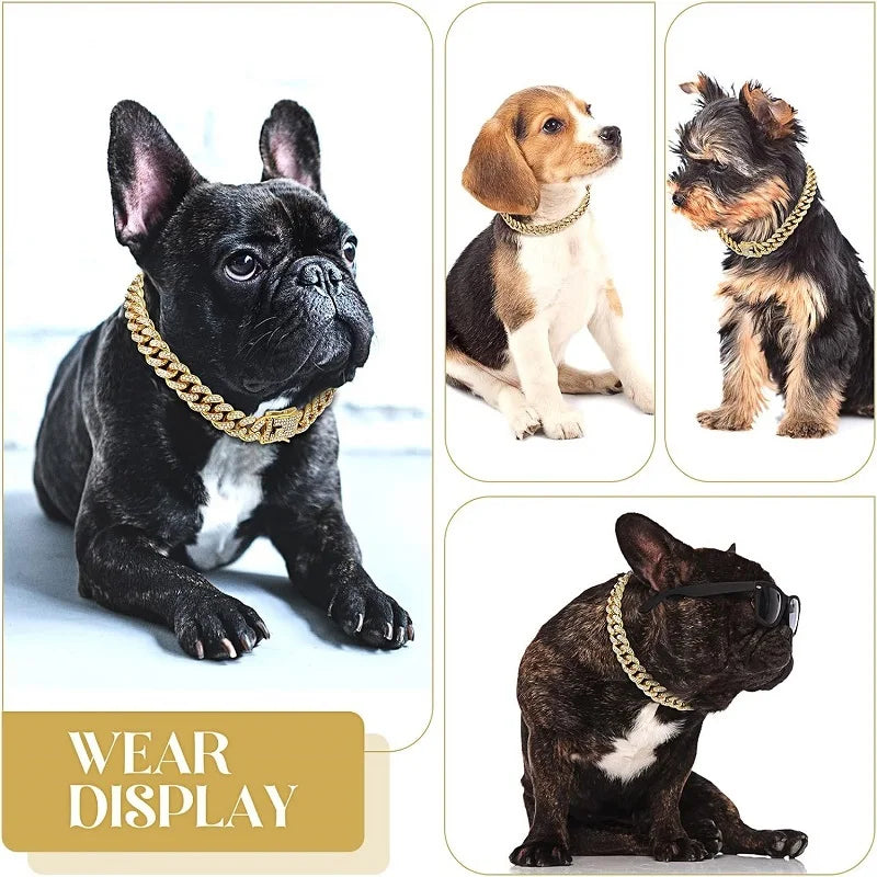 Luxury Gold Pet Metal Chain Collar For Small Medium Large Dogs