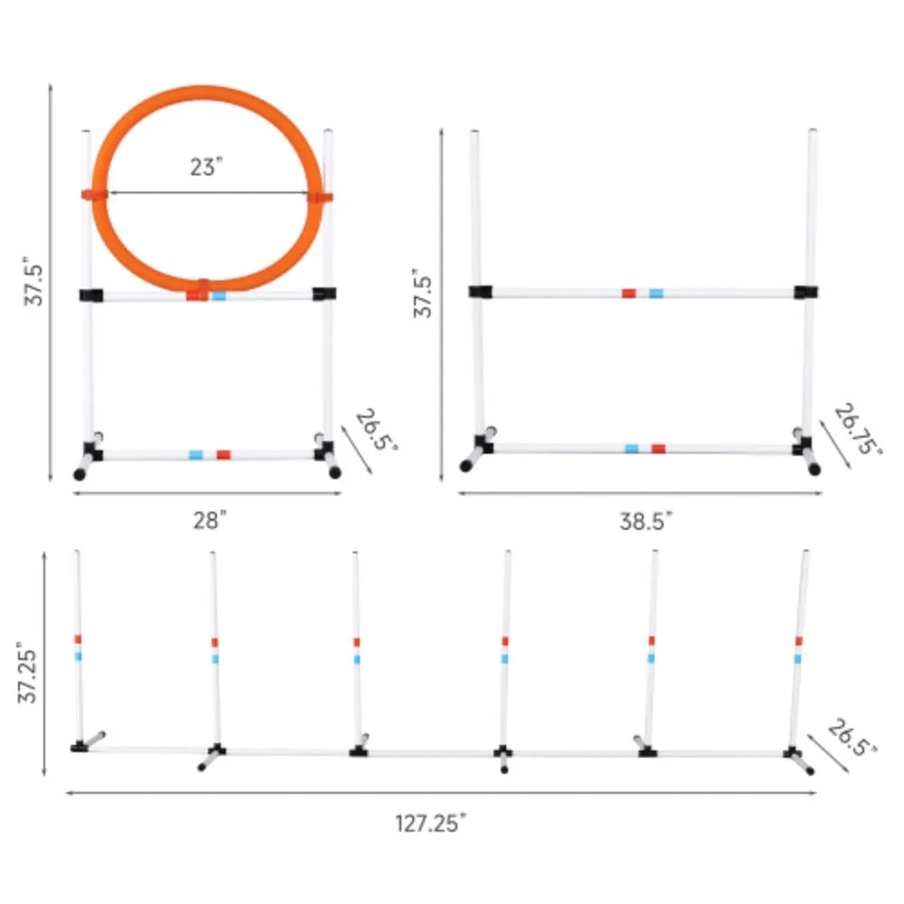 3PC Dog Agility Equipment Set, Obstacle Course.