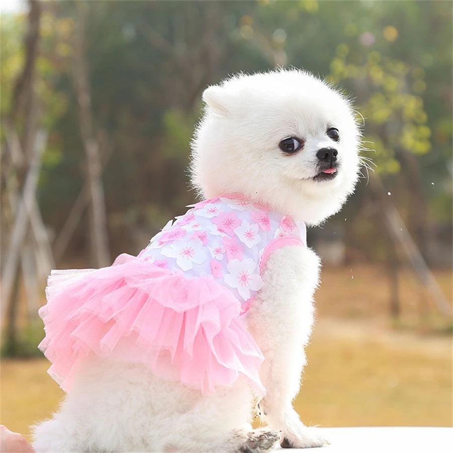 Floral Dog Dress for Small Breeds - Woven Polyester, Pullover Style, Breathable Pet Apparel for Dogs & Cats, Perfect for Toy & M