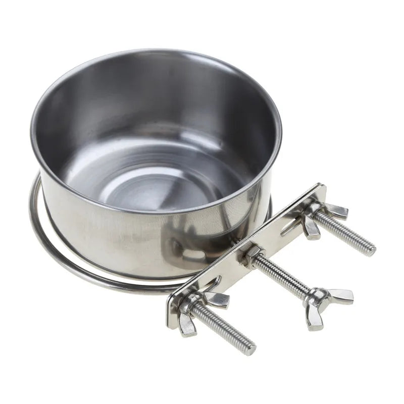 Pet Bowl Can Hang Stationary Dog Cage Bowls Stainless Steel Dog Cats Hanging Bowls Durable Puppy Kitten Feeder Water Food Bowl