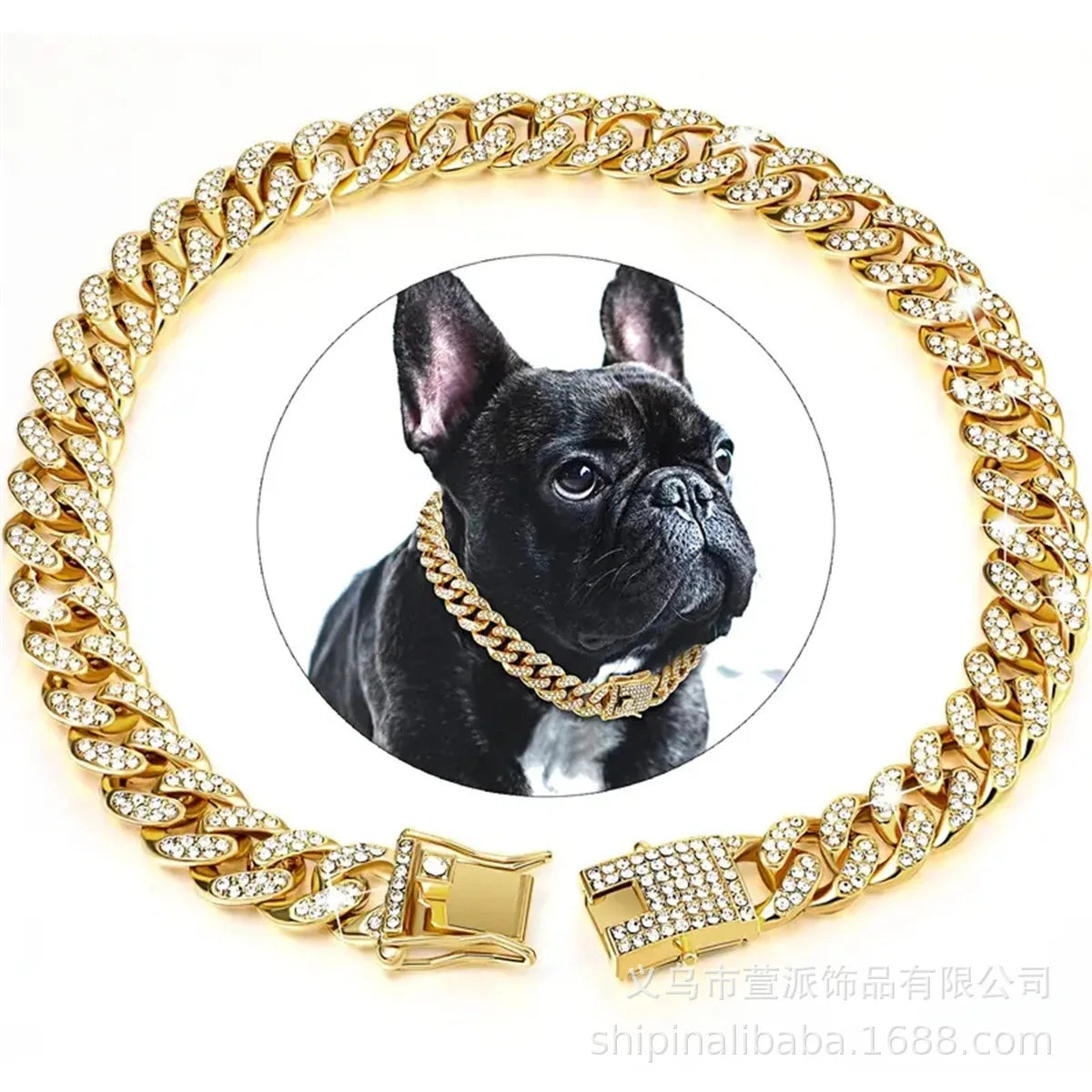 Collar Necklace Dog Full Diamond Cuban Chains