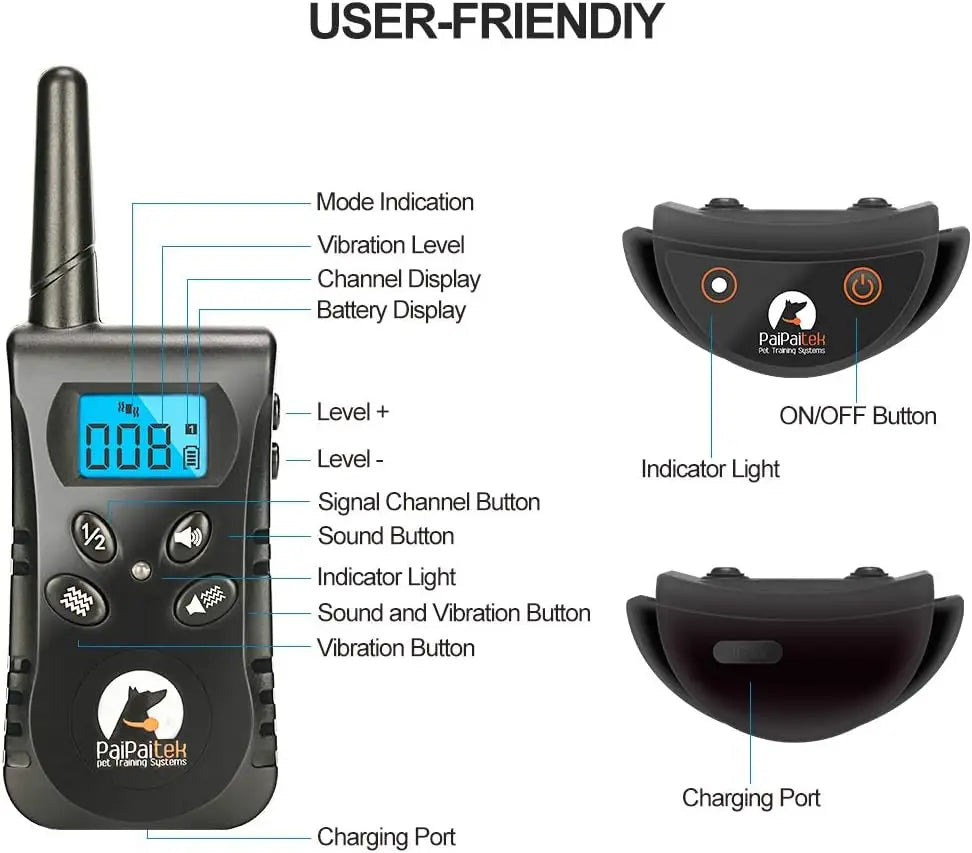 No Shock Dog Training Collar with Remote,1600ft Rechargeable