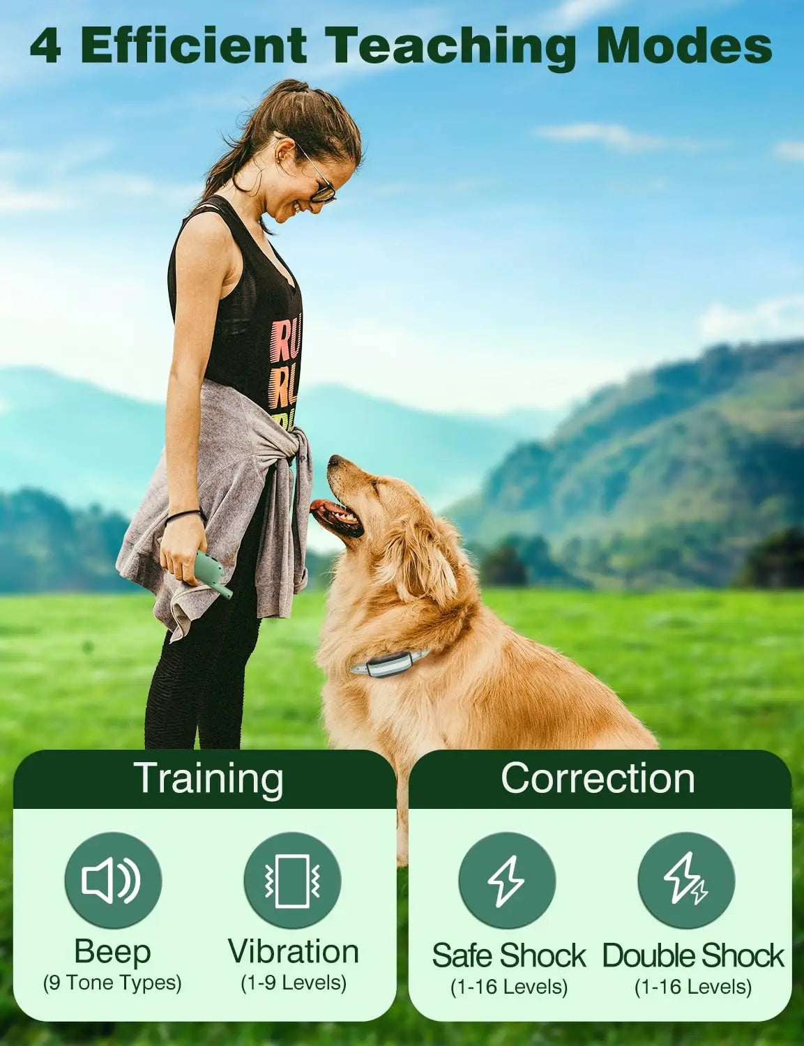 Dog Shock Collar with Remote, Shock & Double Shock Mode ,