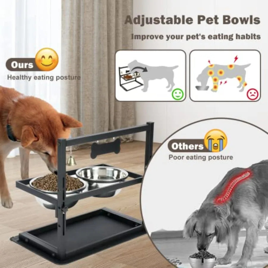 Elevated Dog Bowls with Slow Feeder for Large Dogs Adjustable