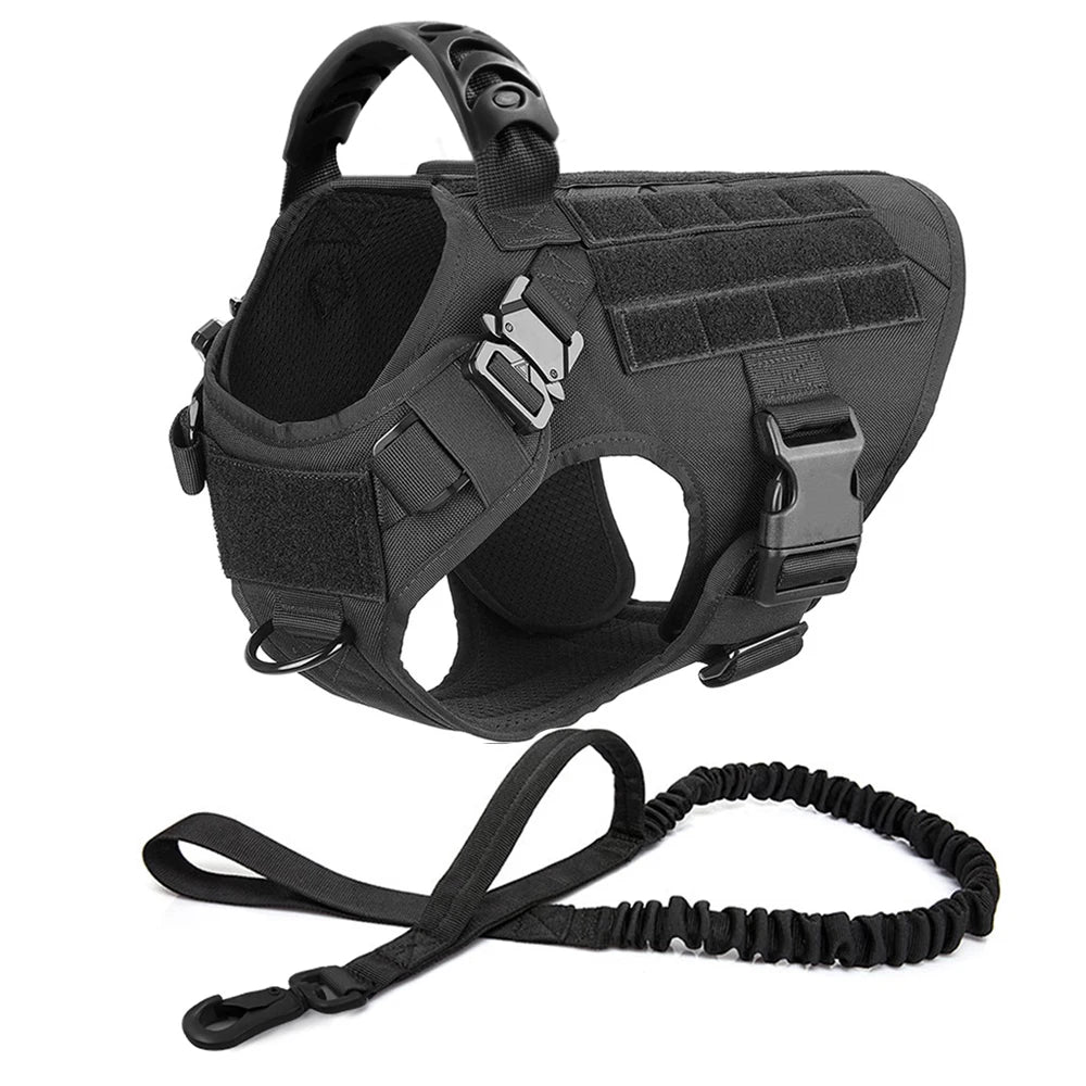 Tactical Dog Harness Leash Set for Large Dogs Military Harnesses