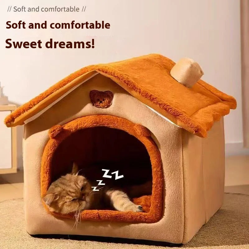 All Season Dog House Style Bed - Removable Washable Pet Bed for Small Dogs