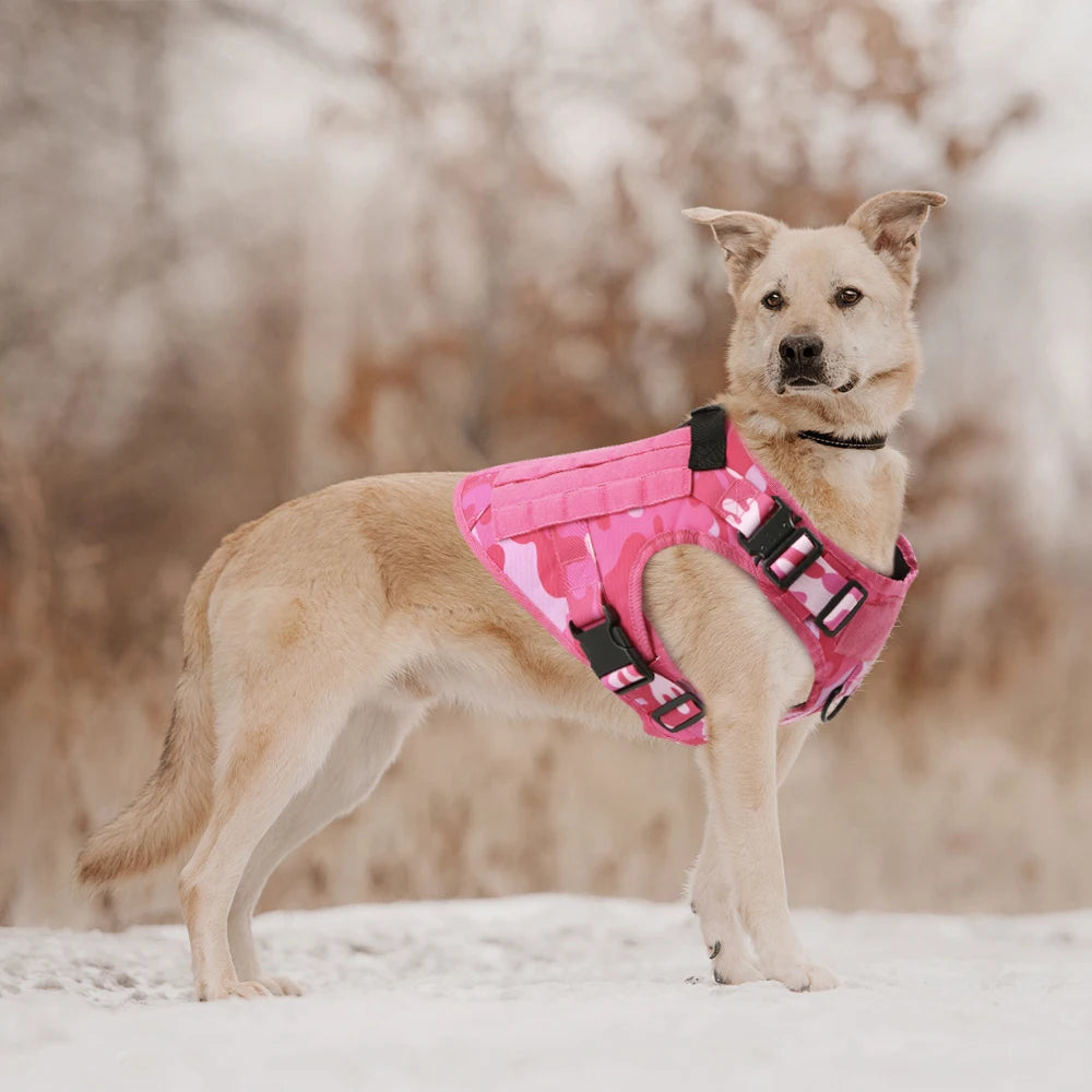 Military Pink Camouflage Dog Harness For Large Medium Dogs