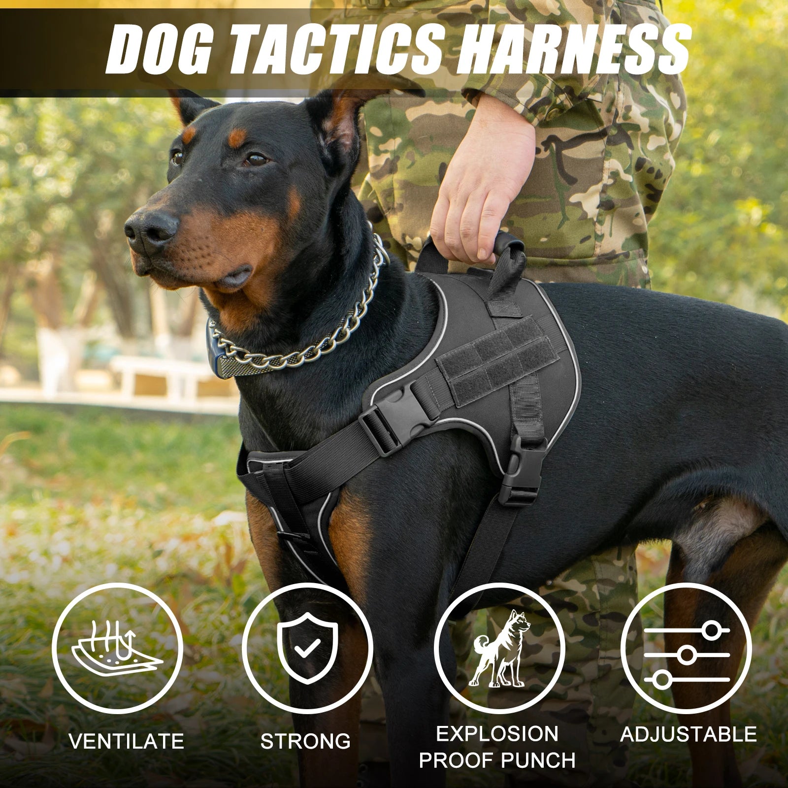 Tactical Dog Harness Doberman Pinscher Pet Training Vest