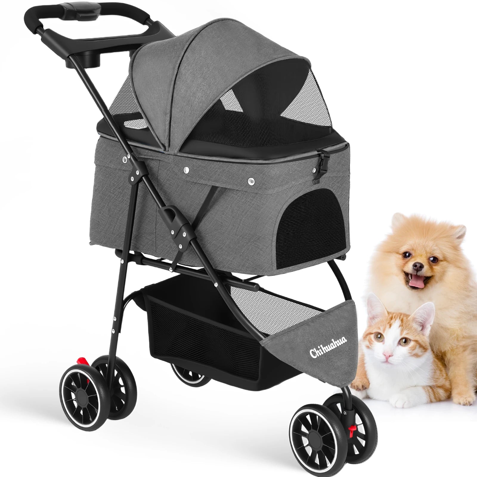 Pet Stroller For Small Puppy Dogs & Cats Travel Portable Dog Stroller