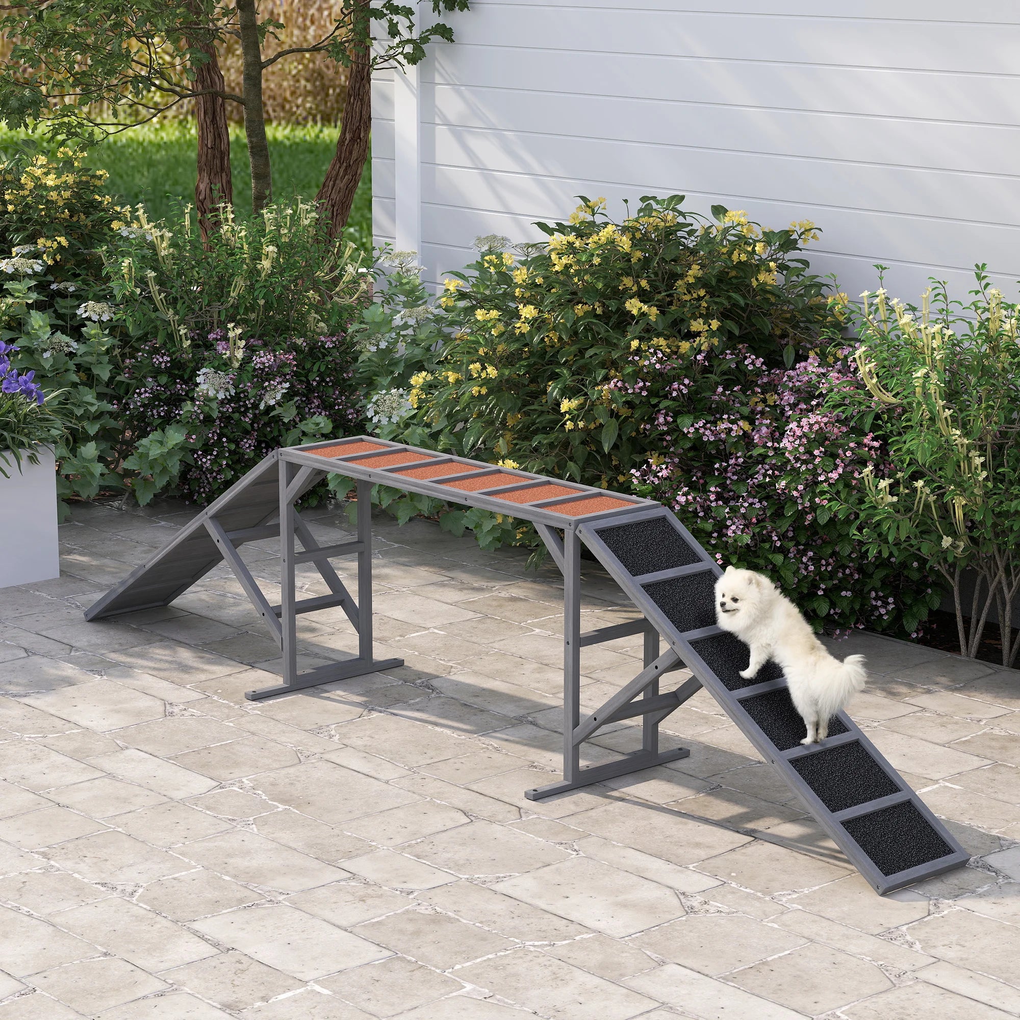 Dog Agility Training Ramp with Safety Bars 35 Degree Slope