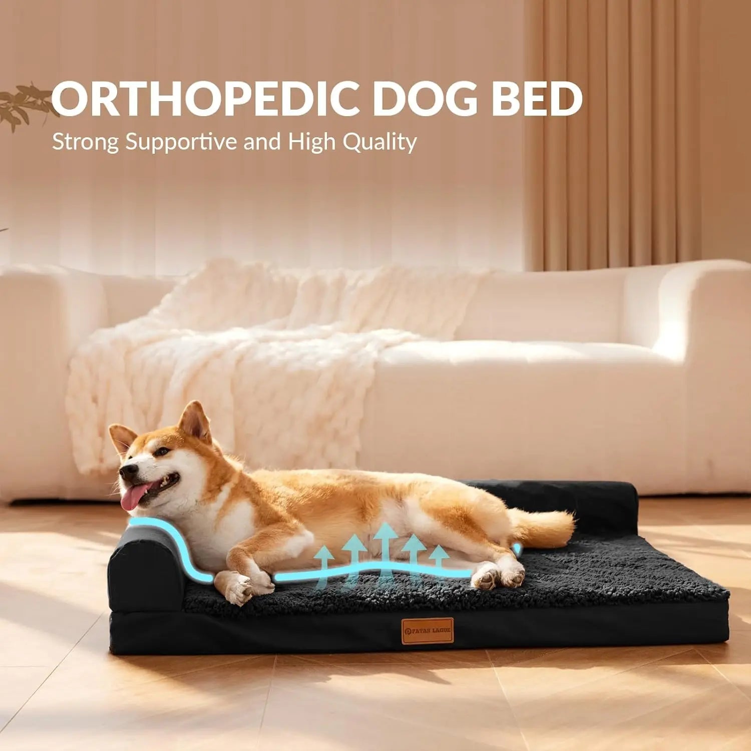 Extra Large Orthopedic Dog Bed 48x30 Inches, Waterproof Bolster Pet Sofa