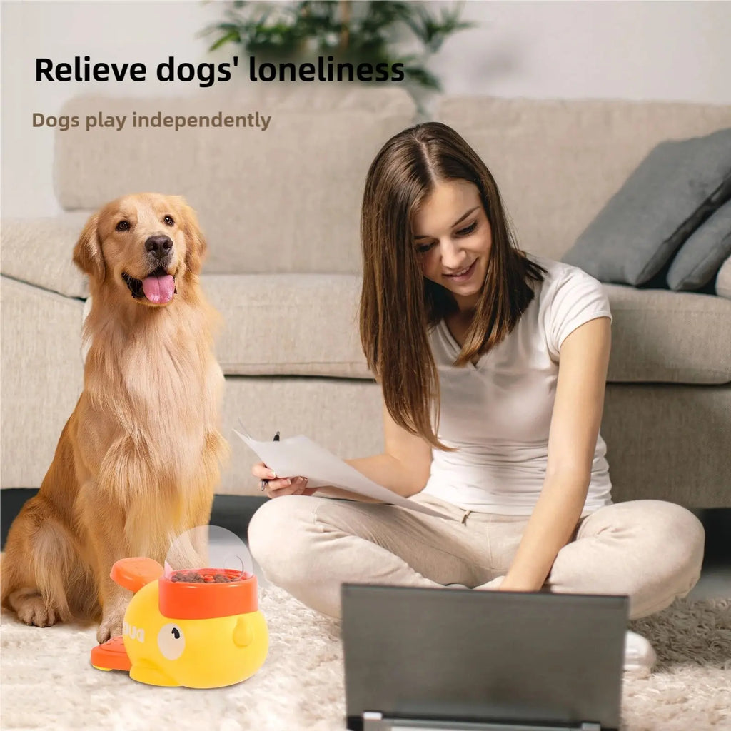 Pet slow food bowl, duck dog snack dispenser, interactive feeder