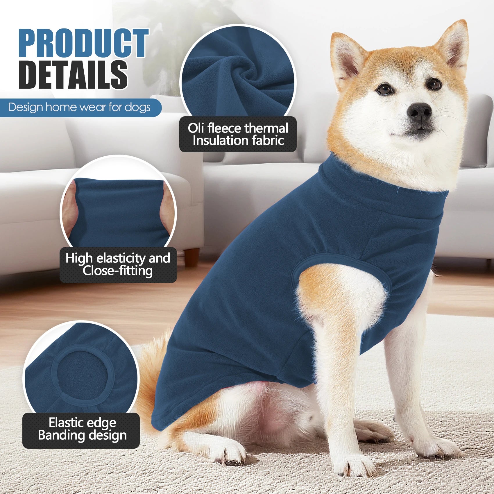 Fleece Dog Sweater,Stretchy Pullover Soft Dog Jacket,Lightweight