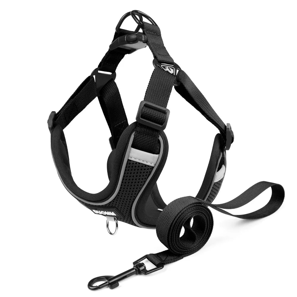 Classic Soft Dog Harness and Leash Set, Breathable Mesh Comfort Vest.  Reflective Dog Harness