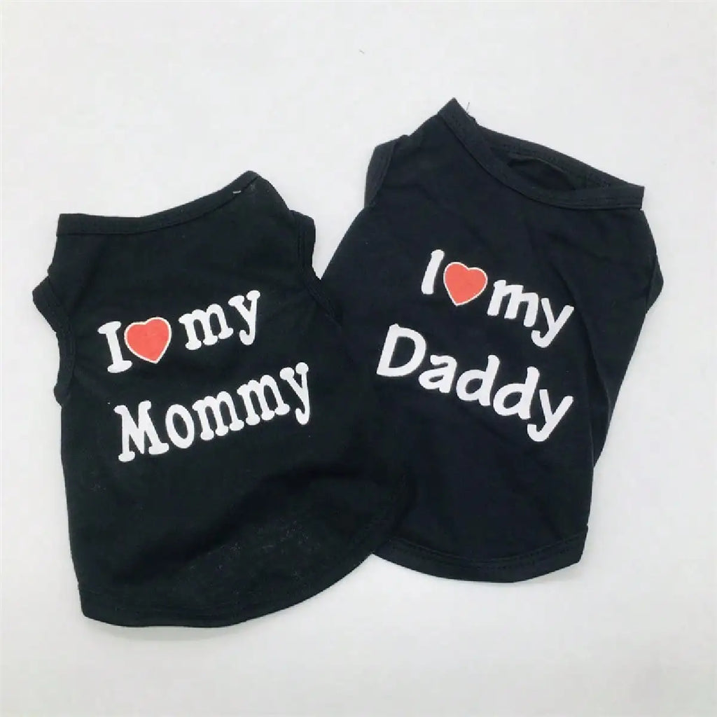 Dog Vest, "I Love My Daddy, Mommy" Puppy T-Shirt, Summer Sleeveless Vest