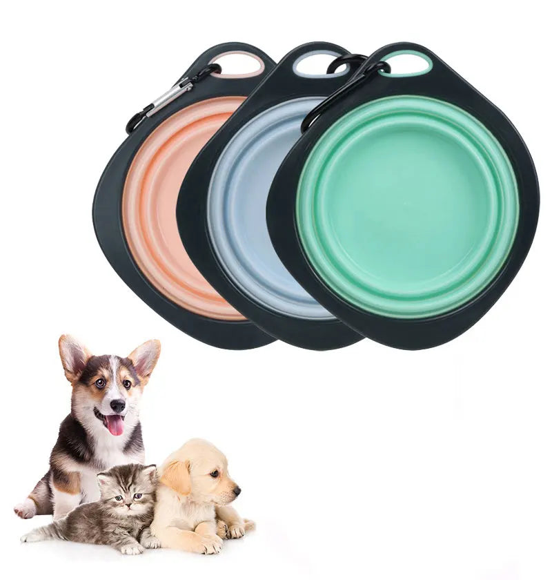 Pet Folding Silicone Bowl Collapsible Dog Outdoor Travel