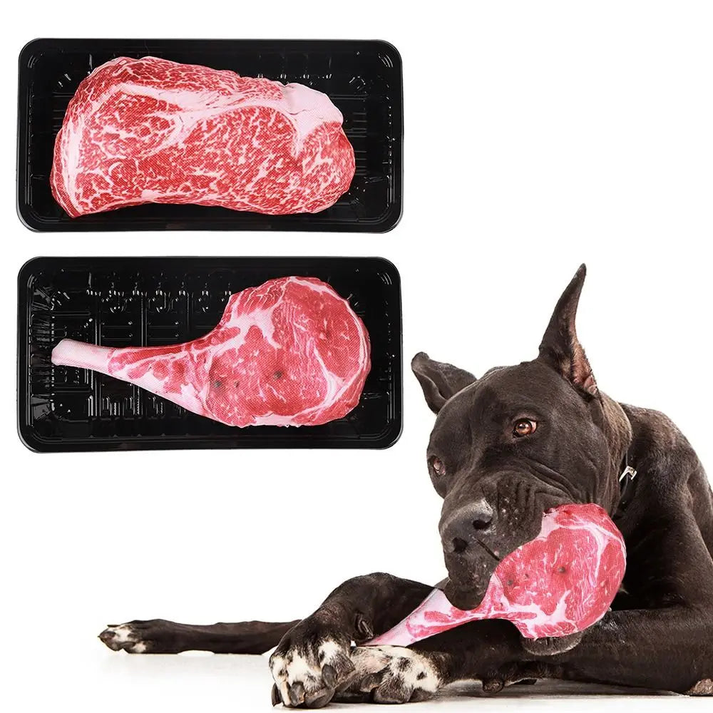 Simulation Squeaky Bone Dog Toys Steak Bite-Resistant Clean Dog Chew
