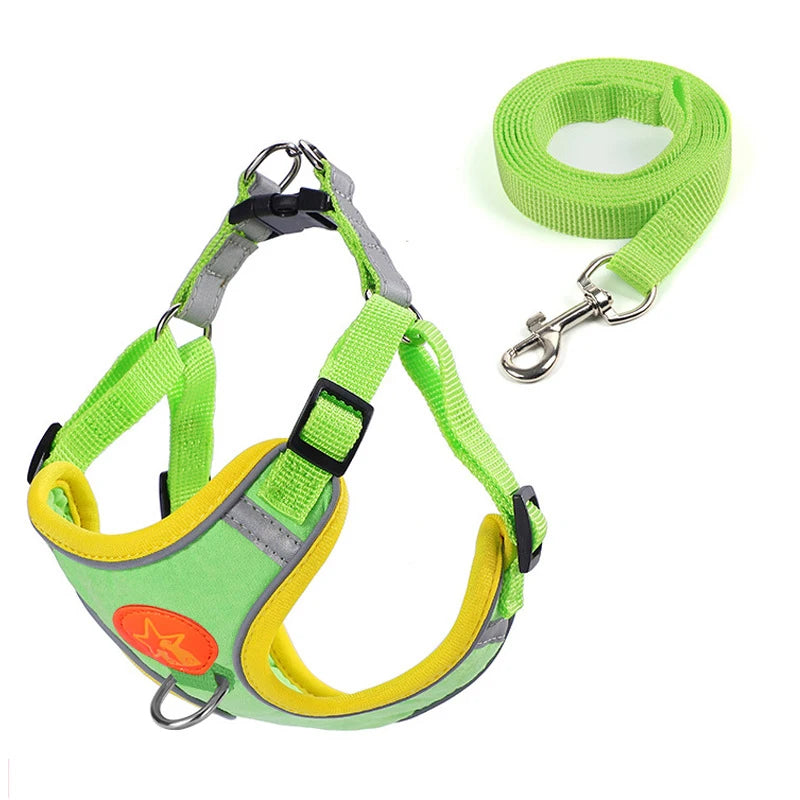 Small Medium Dogs Harness Vest Walking Traction Rope Reflective Straps.