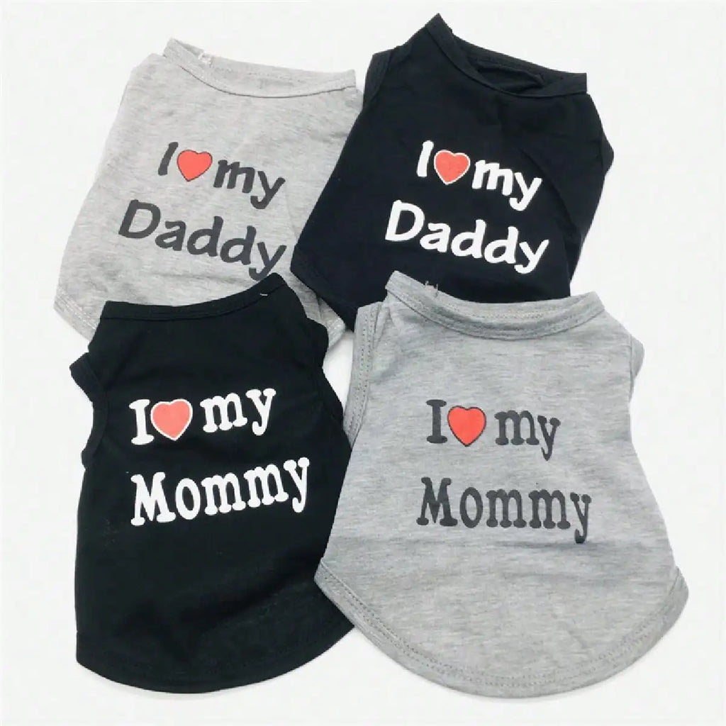 Dog Vest, "I Love My Daddy, Mommy" Puppy T-Shirt, Summer Sleeveless Vest
