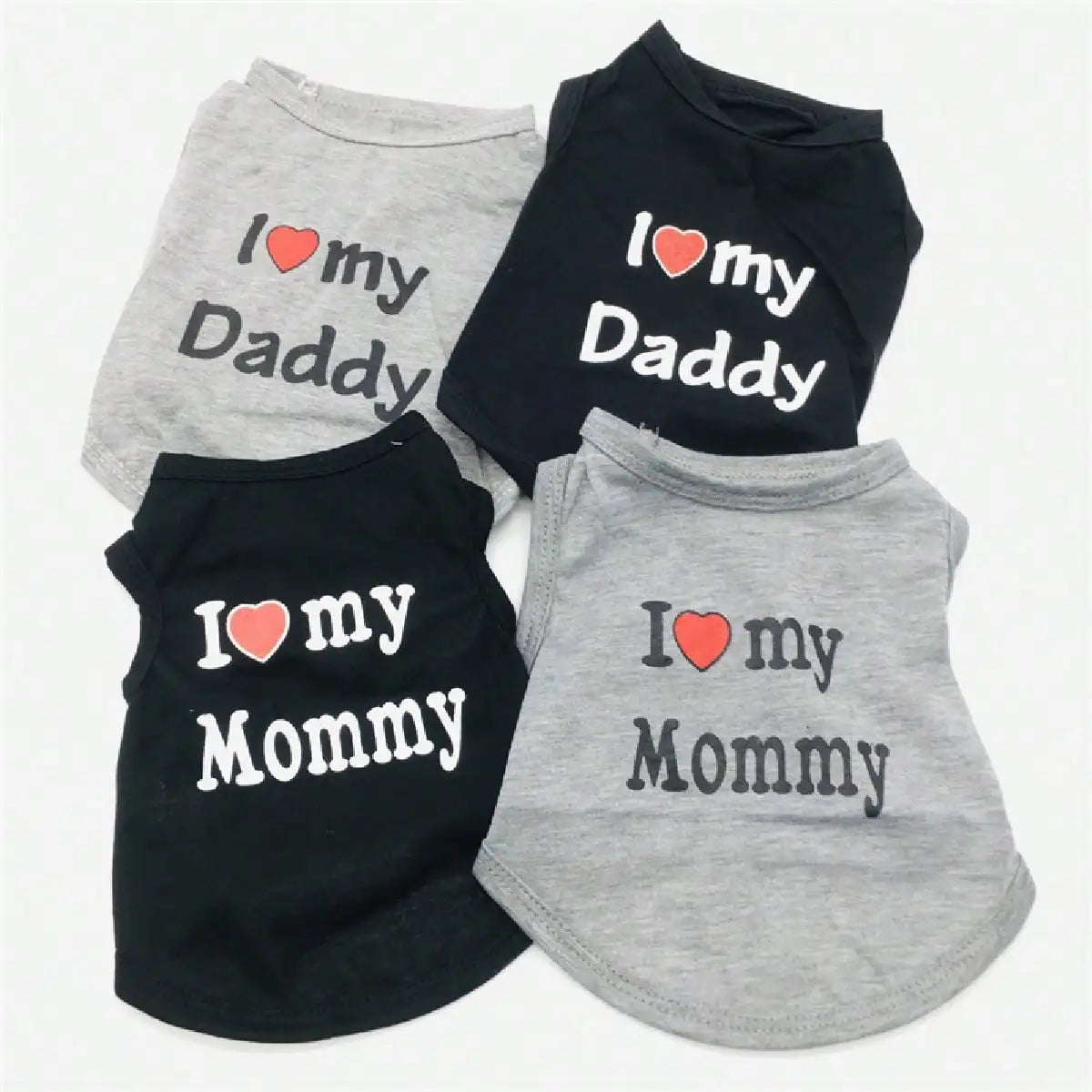 Dog Vest, "I Love My Daddy, Mommy" Puppy T-Shirt, Summer Sleeveless Vest