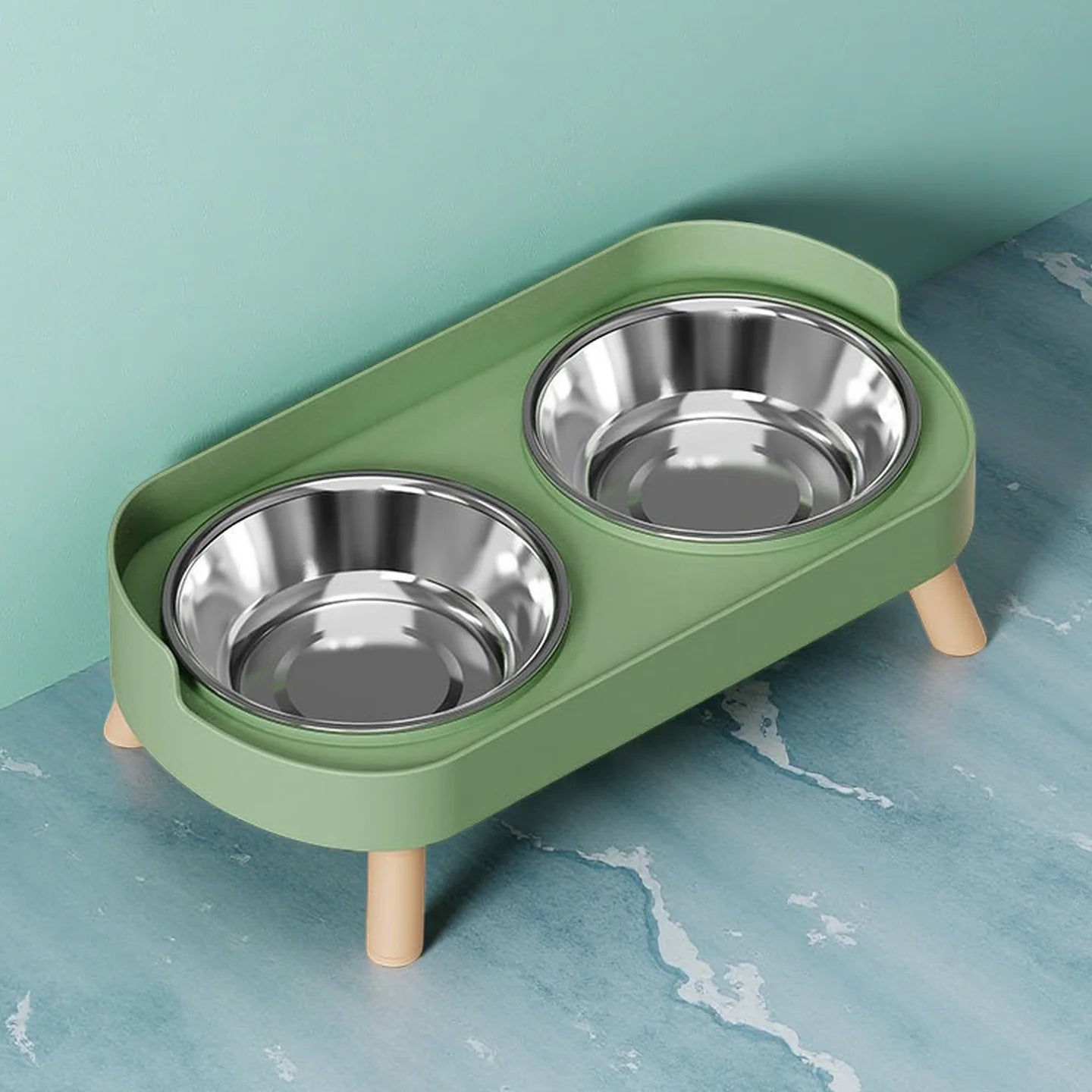 Dopamine Colorful Elevated Pet Feeder: Dual Stainless Steel Bowls