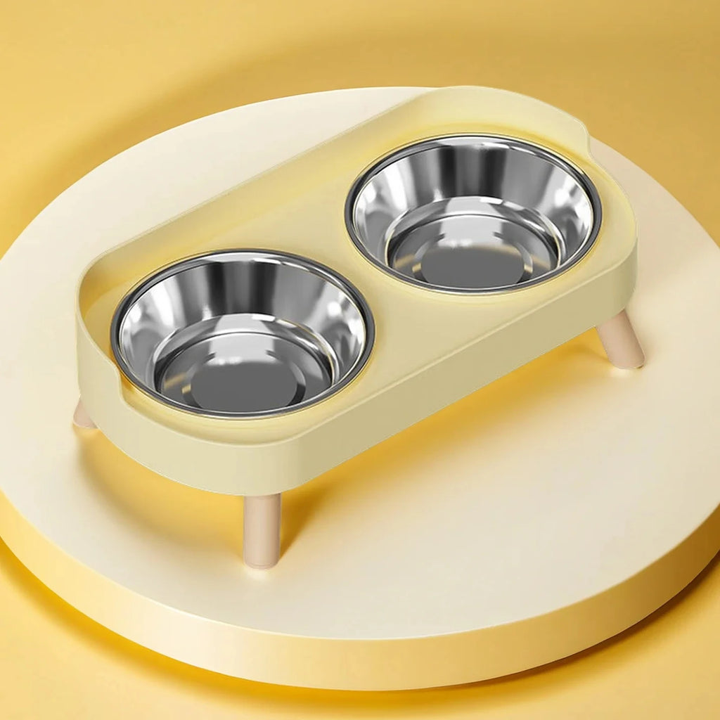 Dopamine Colorful Elevated Pet Feeder: Dual Stainless Steel Bowls