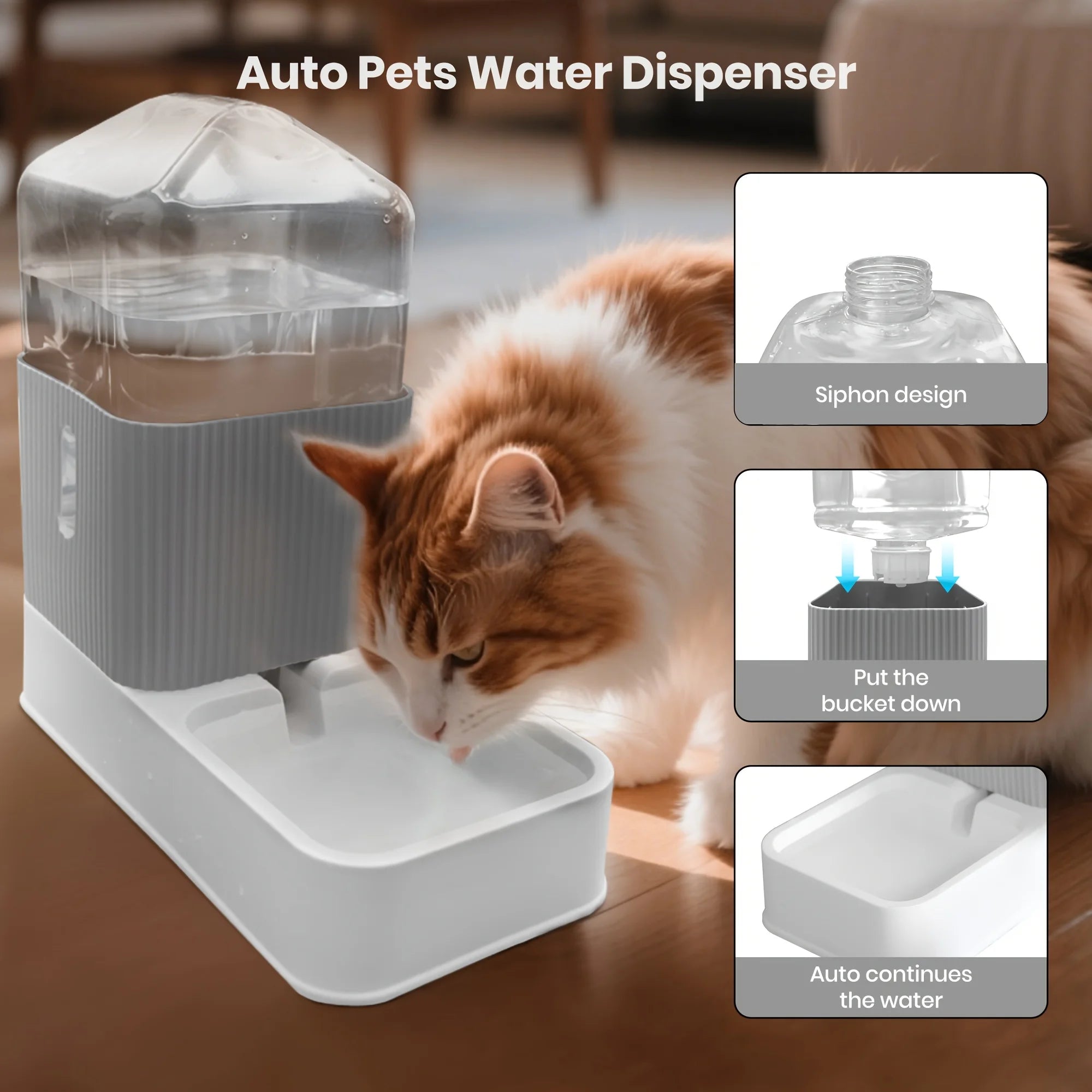 3.5L Automatic Dog/Cat Feeder And Water Dispenser Combo, Removable Stainless Steel Bowl